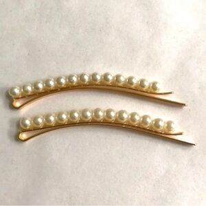 Ivory Pearl embellished gold Bobby pins, pair glam prom wedding dressy bridal